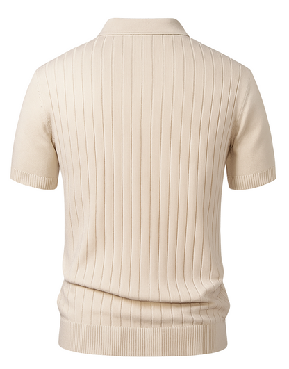 Stripe Knit Polo Shirt
